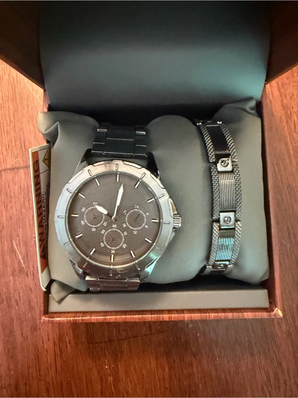 Folio Black Stainless Steel Chronograph Watch with Bracelet